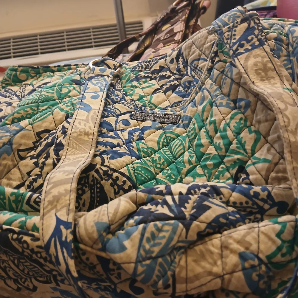 Vera Bradley Quilted Shoulder Bag - Blue, Green, and Black - Picture 2 of 7